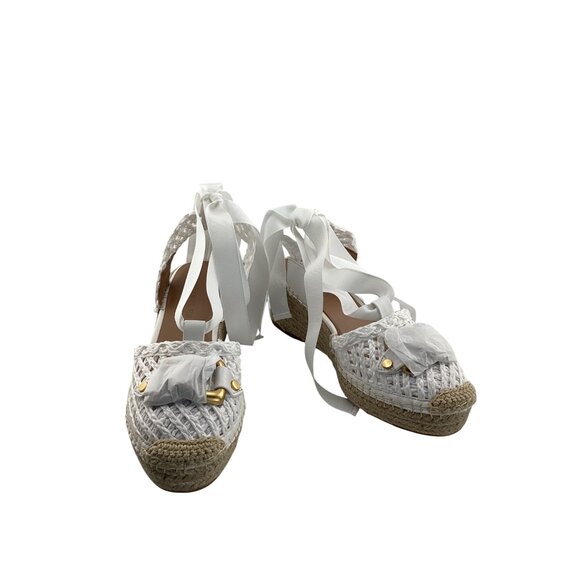 Aerosoles Scarlett Raffia Espadrille‎ Wedge Sandal Size 5 NWB White Strappy - Picture 2 of 8